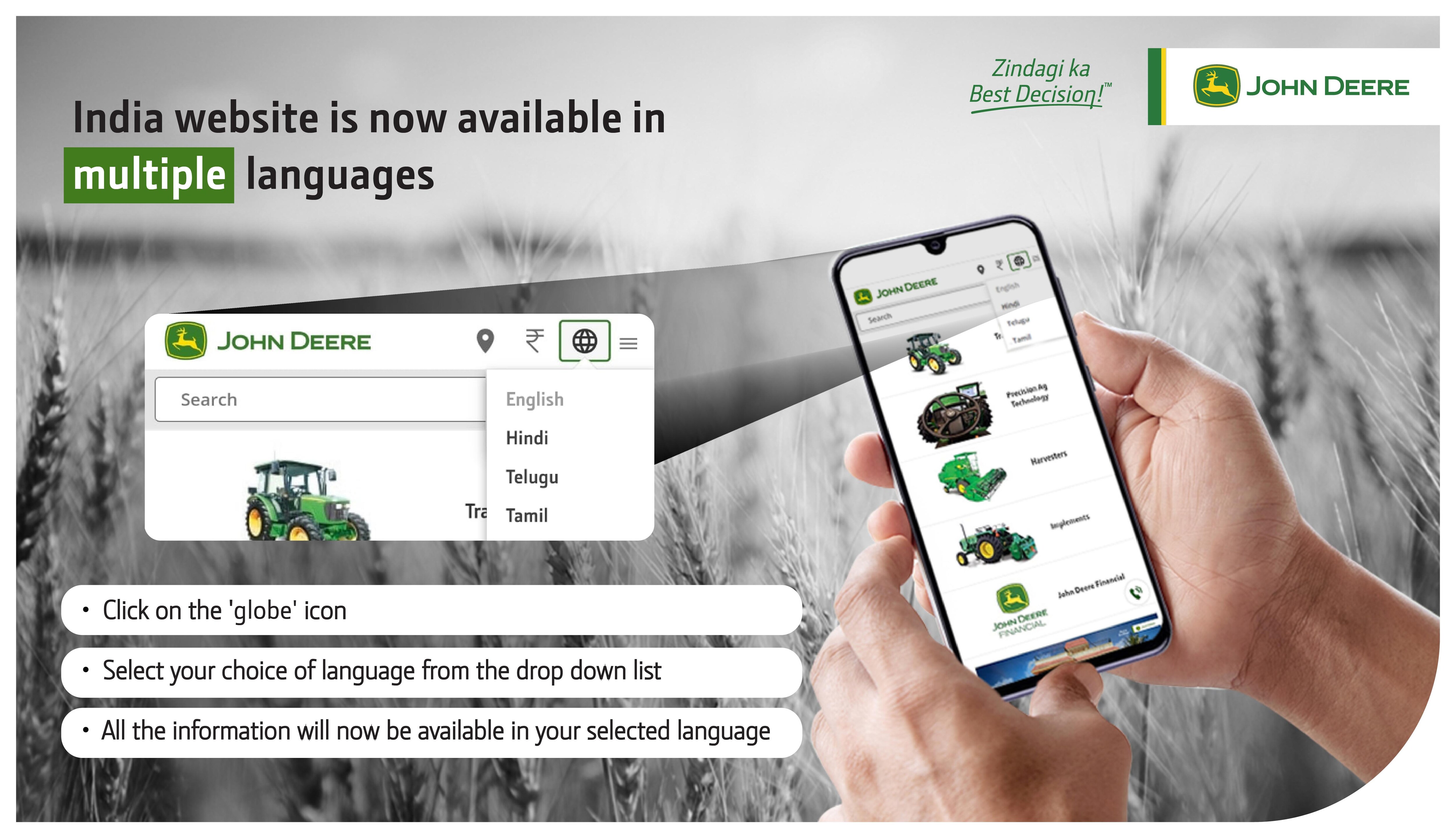 John Deere India Multiple Language Availability